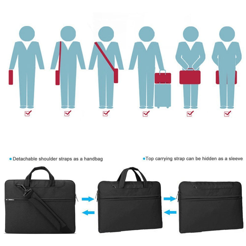 [Australia - AusPower] - Lacdo 13 Inch Laptop Shoulder Bag Sleeve Case for Old 13" MacBook Pro 2012-2015 / Old 13" MacBook Air A1466 A1369 2010-2017 / Asus Zenbook 13, HP Dell Acer Lenovo Chromebook, Surface Book 3 2 1, Black Older MacBook Air Pro & 13 Inches 