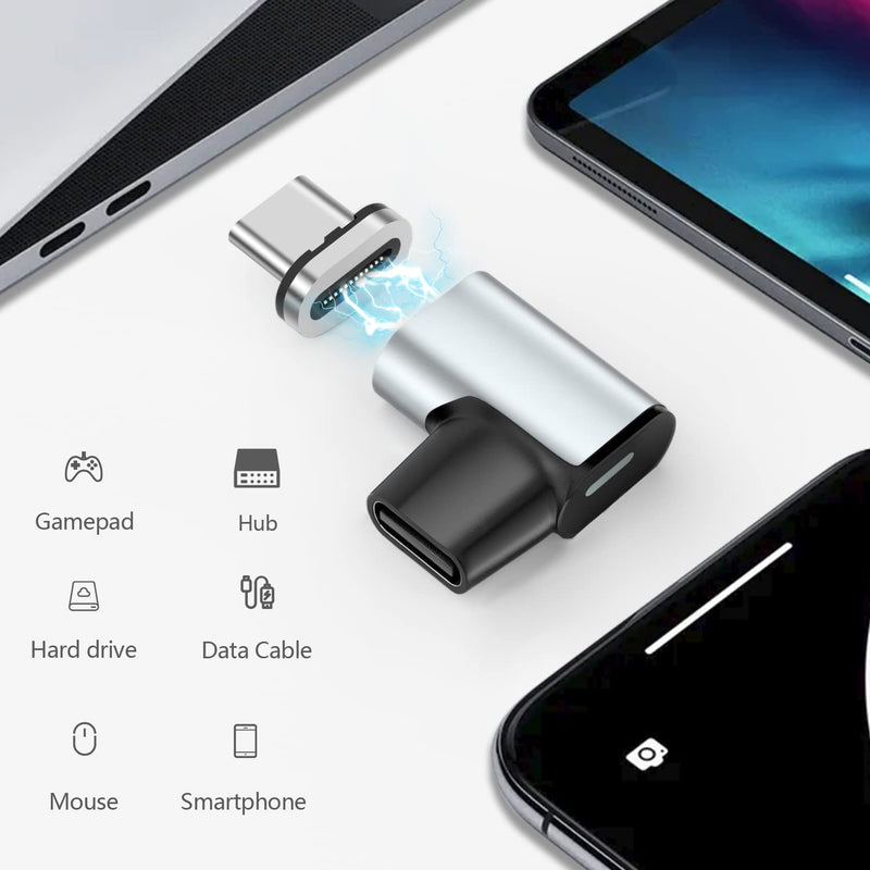 [Australia - AusPower] - USB C to USB Adapter Magnetic Connector + USB C Magnetic Adapter Right Angle PD 100W Data Transfer Compatible with MacBook Pro/Air/ Type C Devices 