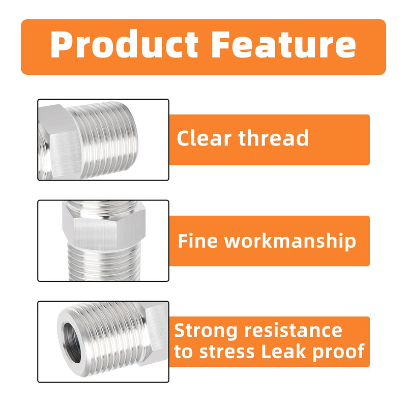 [Australia - AusPower] - GASHER 4PCS 304 Stainless Steel Pipe Fitting, Hex Nipple Hex Coupling, 1/8" x 1/8" NPT Male Thread Pipe, 1/8Inch x 1/8Inch NPT Female Thread Pipe 