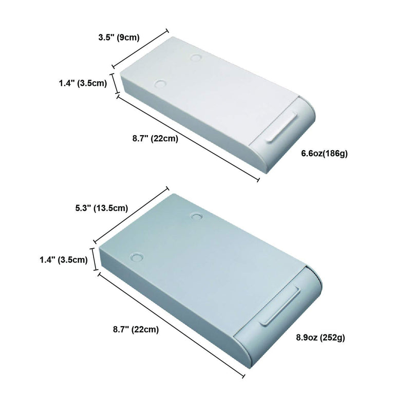[Australia - AusPower] - Handy Stick On Plastic Hidden Drawer, Set of 2 Self Adhesive Mini Attachment Drawers, Convenient Office Under Desk Shelf Organizer Large Grey Small White Drawers Unit For Desktop Organizer 