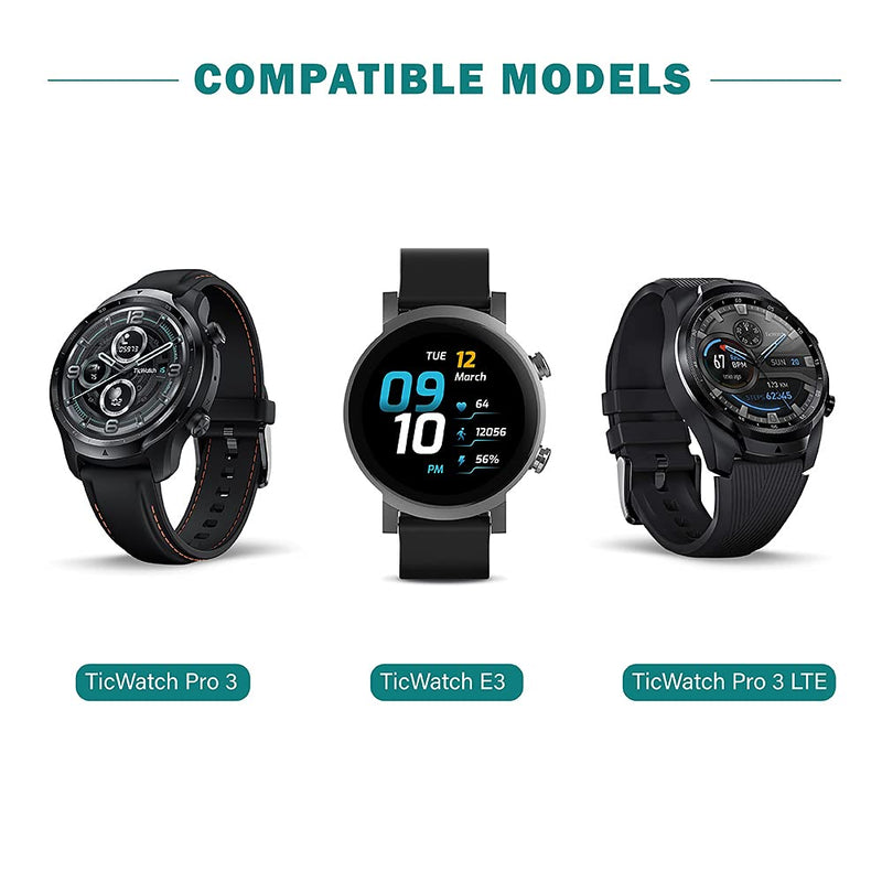 [Australia - AusPower] - TUSITA [2-Pack] Charger Compatible with TicWatch Pro 3, Pro 3 LTE, Pro X, E3 Smart Watch - Magnetic USB Charging Cable 3.3ft 100cm - Smartwatch Accessories 