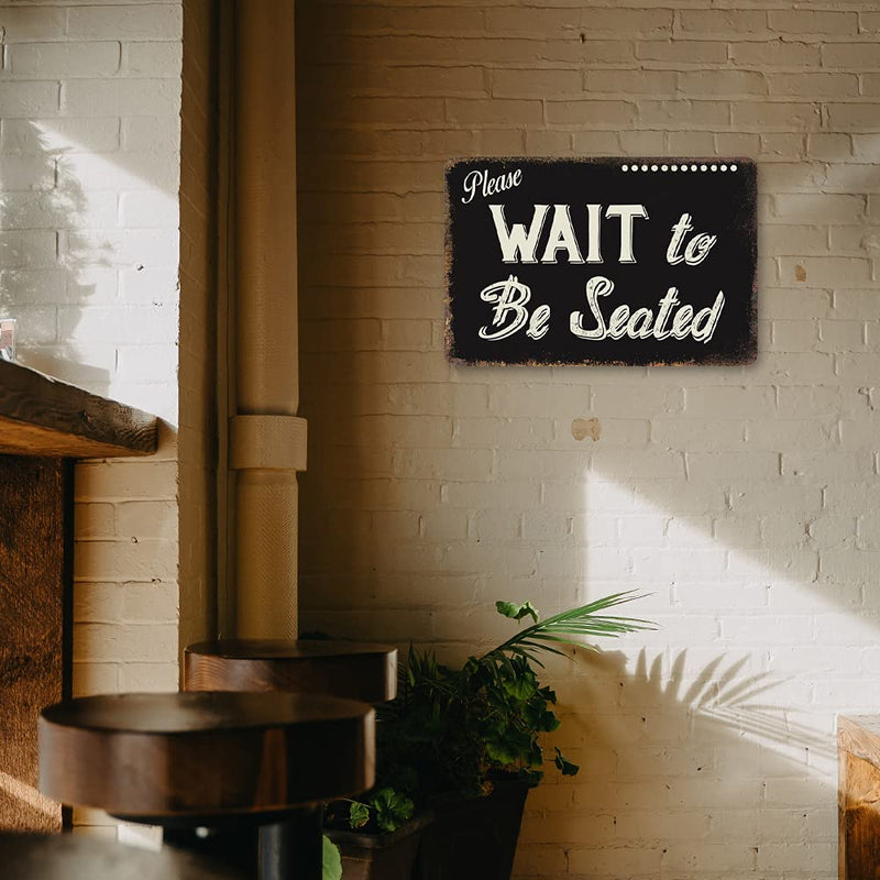 [Australia - AusPower] - Please Wait to be Seated Sign Restaurant Signs Rustic Wall Décor Diner Hostess Lobby Seating Art Gift 8 x 12 High Gloss Metal 208120061069 8" x 12" Economy Gloss 