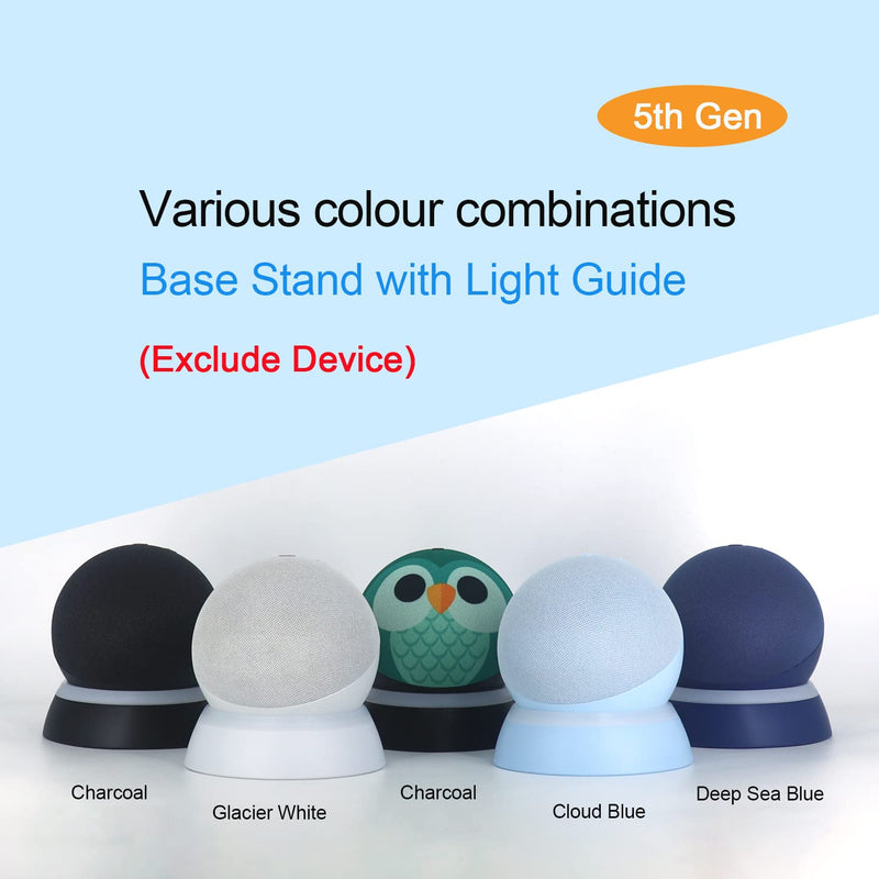 [Australia - AusPower] - Table Stand for Echo Dot 5th Generation - C YECEN Desktop Holder Mount for Echo Dot 5th & 4th Gen, Base Bracket with Light Guide and with Built-in Cable Management,Deep Sea Blue 