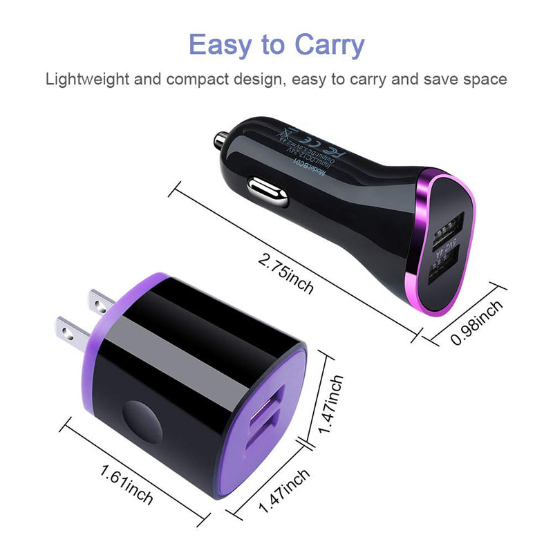 [Australia - AusPower] - USB C Charger Set, 2Pack 6.6ft Type C Charging Cord with Car Charger, Dual USB Wall Charger Compatible with Samsung Galaxy S10+ S10 S10e S9 S9+ S8 S8+ Note 8 9 10 10+ A10e A50 A70 A80,Google Pixel 3 Purple 