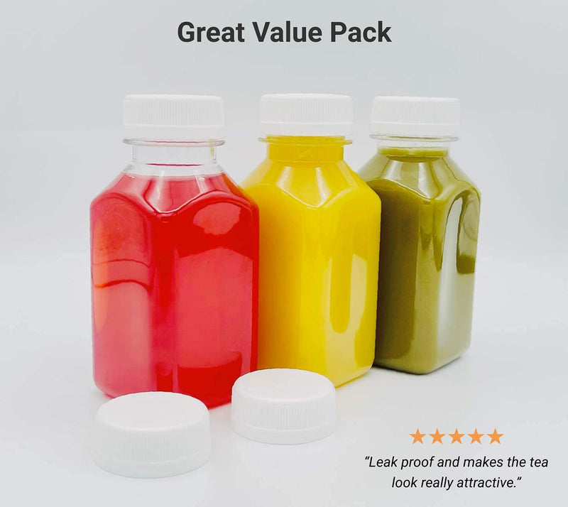 [Australia - AusPower] - Norcalway 8 Oz Plastic Juice Bottles With Caps, Reusable Juice Bottles, Mini Fridge Bottles Reusable, Plastic Container Bottles, Mini Juice Bottles, Clear Juice Bottles, Plastic 8oz Bottles 8 Pack 8oz / 8 pack 