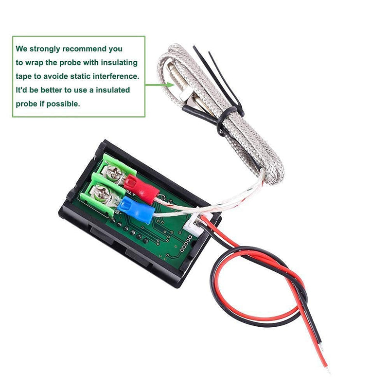 [Australia - AusPower] - PEMENOL 12V Red Fahrenheit Digital Temperature Meter -76F~999F LED Display with Industrial Grade 0.5m K-Type Thermocouple Temperature Sensor M6 Single temperature display 