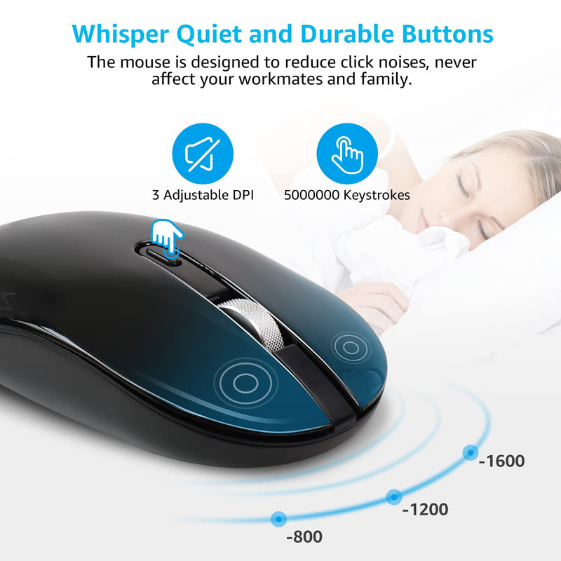 [Australia - AusPower] - LeadsaiL Wireless Keyboard and Mouse Combo, 2.4G Cordless Mouse and Keyboard Set with Numeric Keypad, Ultra-Slim, Compact, Quiet, for Windows, Mac, Computer, Desktop, PC, Notebook, Laptop Black-Retro Key Cap 