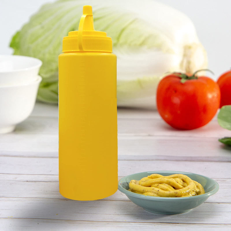 [Australia - AusPower] - Condiment Squeeze Bottles(3Pcs-13.5oz),with Leak-Proof Cap and Scale Line.Plastic Squeeze Squirt Bottles for Sauces, Ketchup,Mustard,Oil, Salad and More. 