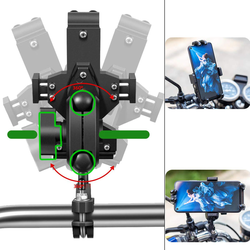 [Australia - AusPower] - iMESTOU Aluminium Motorcycle Phone Mount U-Bolt Handlebar 1" Ball Stem Cellphone Holder 360 Rotating with Length Width Adjustable Universal for Max.7.2 inch Large Phones Sturdily 