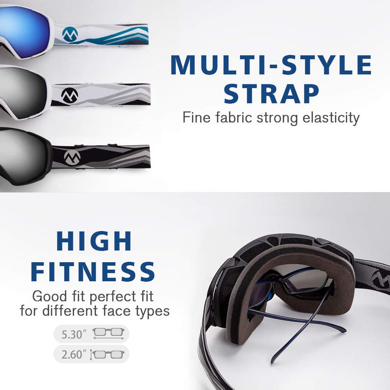 [Australia - AusPower] - Ski Goggles with Cover Snowboard Snow Goggles OTG Anti-Fog for Men Women 