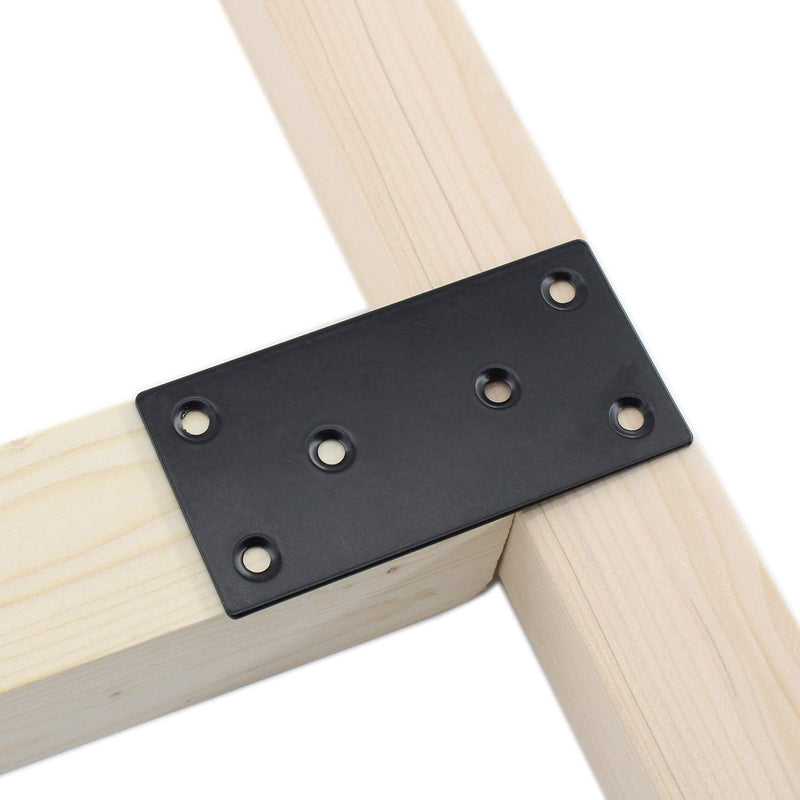 [Australia - AusPower] - 4 PC Flat Straight Brace Brackets,ULIFESTAR Stainless Steel Mending Bracket Plate Metal Shelf Support Fixing Joining Plate for Furniture,Wood,Shelves,Cabinet with Screws Black(50x100mm/2x3.94'') 50x100mm/2x3.94'' 
