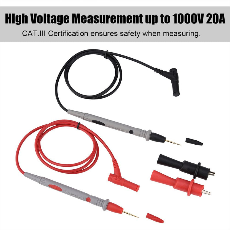 [Australia - AusPower] - 1000V 20A Multimeter Probe Ultra-Sharp Gold-Plated Probe Leads with Alligator Clips 