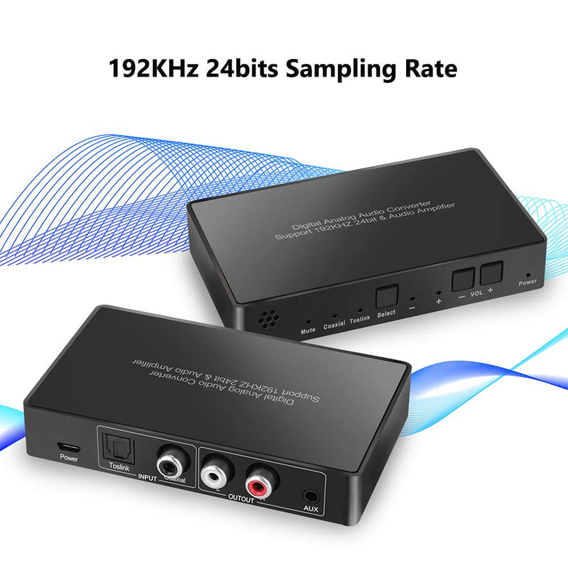 [Australia - AusPower] - Digital to Analog Audio Converter with Remote, 192KHz/24bit Digital Coaxial Toslink to Analog L/R RCA 3.5mm Audio with Both Toslink Cable and Coaxial Cable 