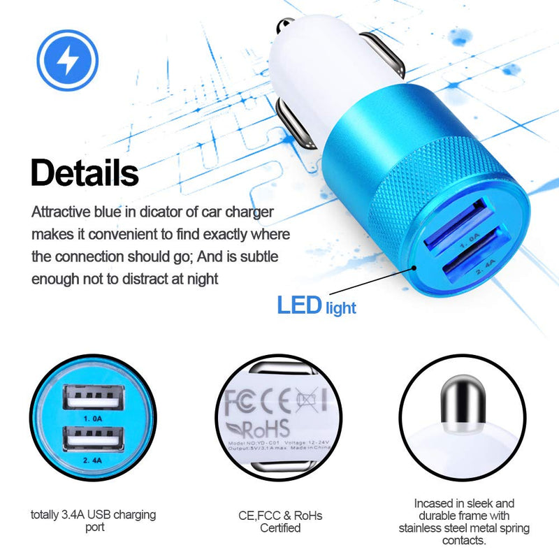 [Australia - AusPower] - USB C Charger Set, Car Charger Adapter with Wall Plug, 2Pack 6ft Type C Charging Cord with Charger Brick Compatible Samsung Galaxy S21 Ultra 5G S20 S10e S10 S9 S8 Plus Note20 10+, Google Pixel 5 4 3XL blue 