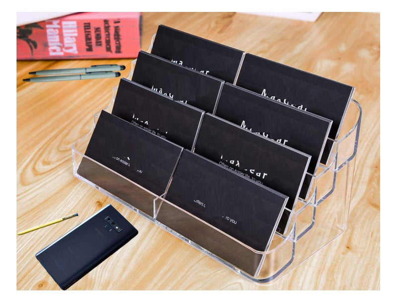 [Australia - AusPower] - 1InTheOffice Business Card Stand, Business Card Holders Display, 8 Pocket Multiple Business Card Display, 400 Card Capacity 