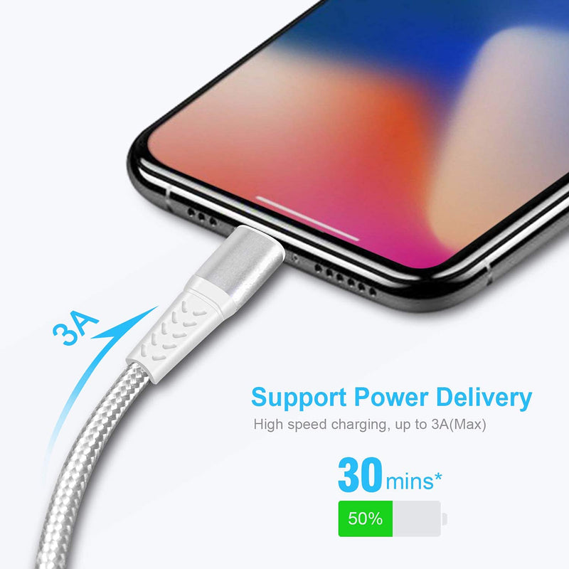 [Australia - AusPower] - CUGUNU USB C to Lightning Cable 2Pack 6FT iPhone Charger Apple MFi Certified Power Delivery Fast Charging Cord Compatible with iPhone 13/12/11/XS/XR/X/8, iPad - Silver USB-C to L 
