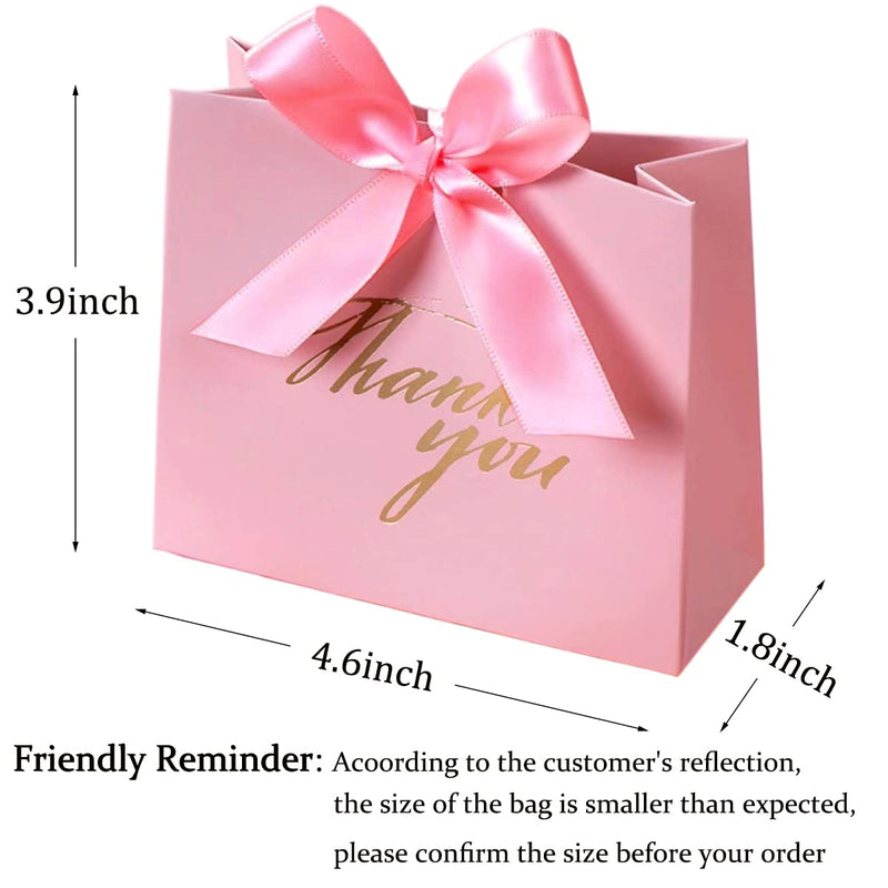 [Australia - AusPower] - DECHISY 24Pack Small Thank You Gift Bag Party Favor Bags Treat Boxes with Rose Red Bow Ribbon, Pink Pattern Paper Gift Bags Bulk for Wedding Baby Shower Business Party Supplies 