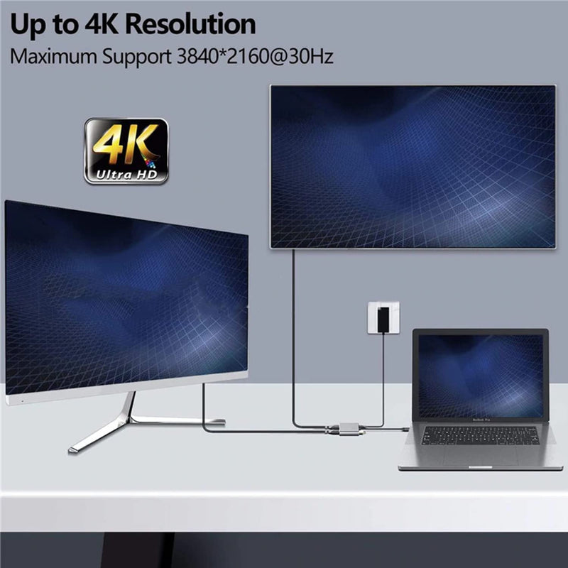 [Australia - AusPower] - USB C to Dual HDMI Adapter, 4 in 1 USB Type C Hub with 2 HDMI/USB3.0 /PD Charging, Dual Screen Display USB-C Docking Station for Windows, MacOS 