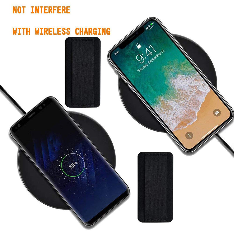 [Australia - AusPower] - WUOJI - Finger Strap Phone Holder-Phone Grip Elastic Phone Grip Strap Cell Phone Holder for Hand Ultra-Thin Phone Strap Holder for Hand,Phone Ring Grip -2Pack(Black) 