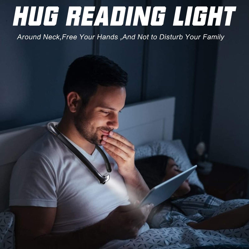 [Australia - AusPower] - Upgraded Neck Reading Light Rechargeable LED Book Lights for Reading in Bed, Hands Free Neck Lamp Hug Light with Stepless Brightness Control, Perfect for Reading, Camping, Knitting and Repairing 