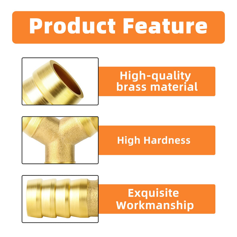 [Australia - AusPower] - GASHER 10Pcs 1/4 Inch Brass Hose Barb, 3-Way Y-Shaped Hose Fitting Intersection/ Lquid /Fuel/Air 1/4" Barb 10 