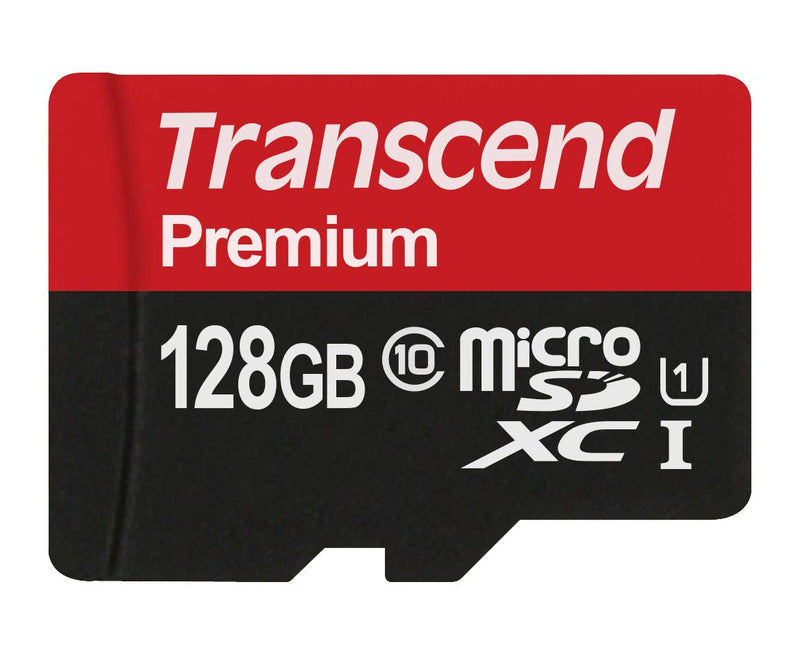 [Australia - AusPower] - Transcend 128GB MicroSDXC Class10 UHS-1 Memory Card with Adapter 45 MB/s (TS128GUSDU1) 