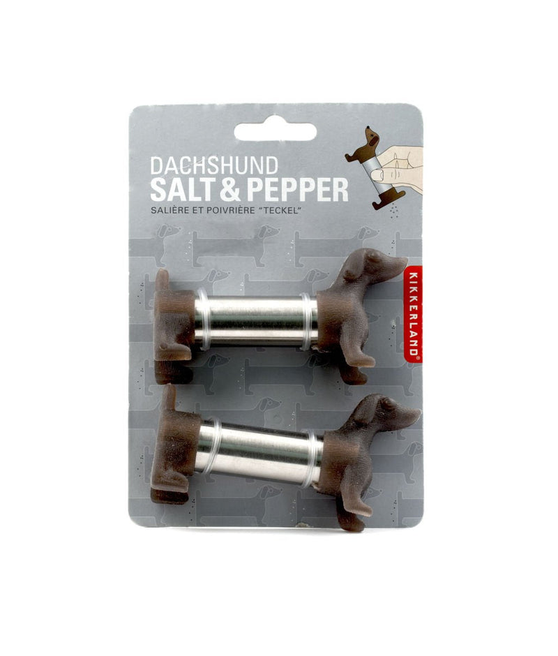 [Australia - AusPower] - Kikkerland Dachshund Salt and Pepper Shakers, Brown/Silver 