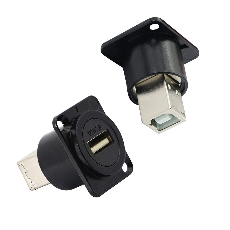[Australia - AusPower] - QIANRENON D-Type Panel Mount Coupler USB 2.0 to USB B Female-to-Female Panel Fixed Pass-Through Module Converter Printer Scanner Adapter Extender Panel Mounting Socket 