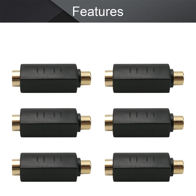 [Australia - AusPower] - Fielect RCA Female to S-Video 4 Terminal Female Connector Stereo Audio Video Cable Adapter Coupler Black 6Pcs 6Pcs RCA Female to S Terminal Female 