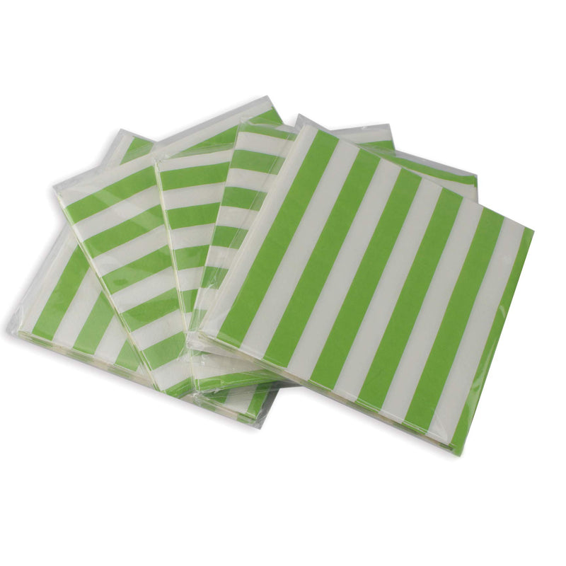 [Australia - AusPower] - Disposable Green Striped Napkins - 100 Count Birthday Party Paper Napkins 13x13inch Green Stripes 
