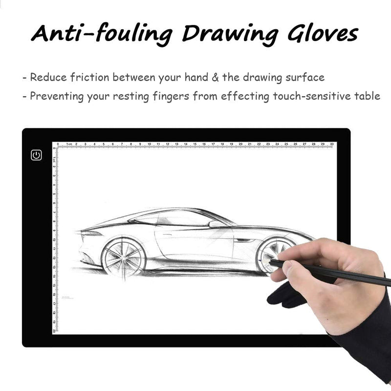 [Australia - AusPower] - Bestgle Artist Drawing Glove, 2-Fingers Graphic Drawing Glove Left & Right Hand Use for Light Box, Graphic Tablet, Pen Display, iPad Pro Pencil(6 Pack, Black) 