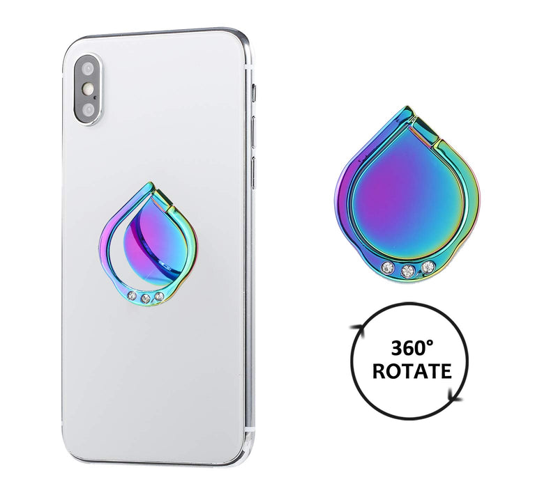 [Australia - AusPower] - lenoup Rainbow Sparkle Cell Phone Ring Stand Holder,Glitter Bling Bling Rainbow Ring Grip Kickstand,360 Rotation Finger Ring for Almost All Phones,Pad 