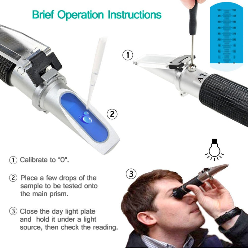 [Australia - AusPower] - Antifreeze Refractometer for Glycol, Antifreeze, Coolant and Battery Acid. Antifreeze Tester for Measuring Freezing Point of Automobile Antifreeze and Battery Fluid Condition. 