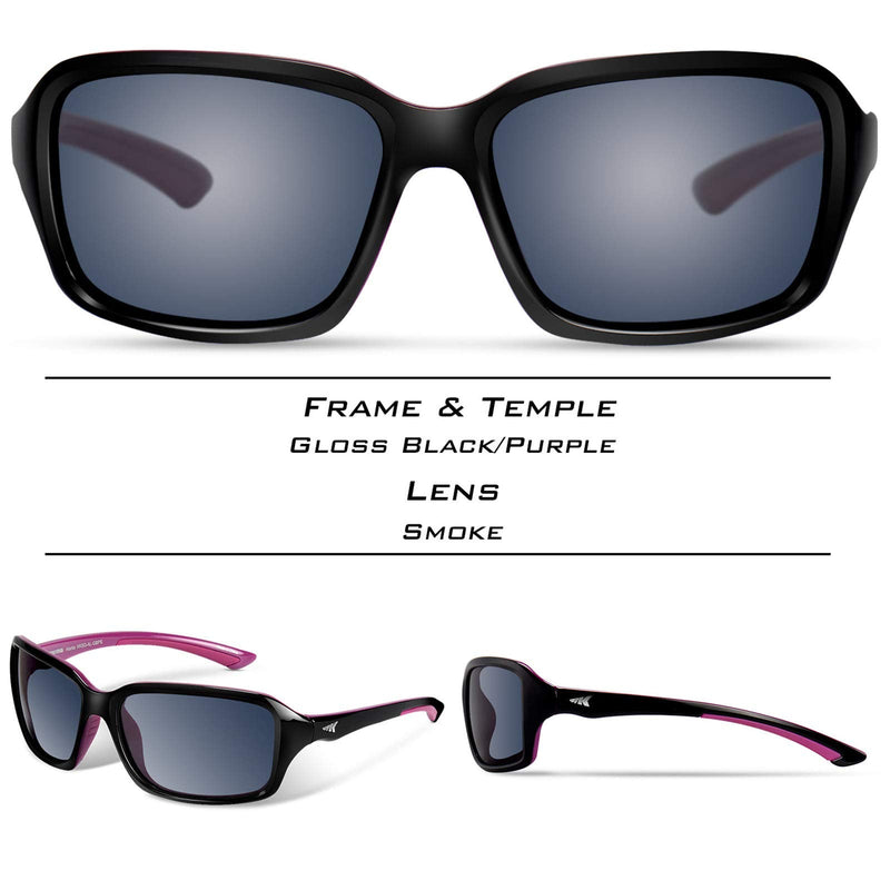 [Australia - AusPower] - KastKing Alanta Polarized Sport Sunglasses for Men and Women, Ideal for Driving Fishing Cycling and Running,UV Protection Frame:gloss Black&purple / Lens:smoke 