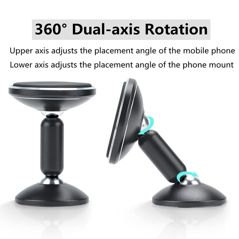 [Australia - AusPower] - Eaglcter Silver Magnetic Car Phone Mount Universal 360° Double Ball Rotation Adjustable Noiseless Car Phone Holder for Dashboard Compatible with iPhone, Samsung, LG and Most Smartphones(3 Pack) 