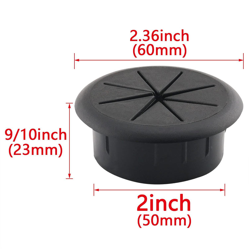 [Australia - AusPower] - HJGarden 2PCS 2Inch (50mm) Desk Cord Grommets Wire Cable Hole Cover for Office PC Desk Cable Cord Cover Black 