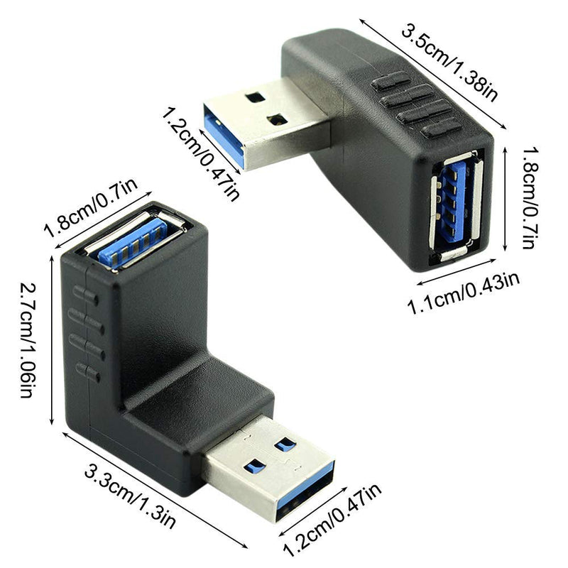 [Australia - AusPower] - AFUNTA 4 Pcs USB 3.0 Adapter Plug Converter & 2 Pcs HDMI Male to Female Adapter, USB Connector Extension Adapter Right/Left/Up/Down Angle Adapter Plug Converter 90 & 270 Degree HDMI Connector 