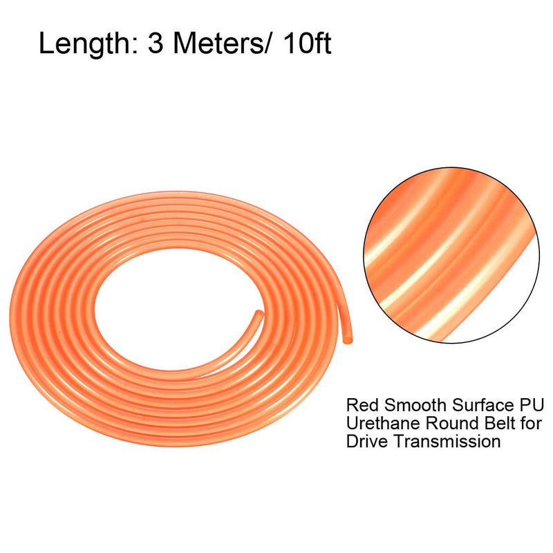 [Australia - AusPower] - uxcell 10ft 5mm PU Transmission Round Belt High-Performance Urethane Belting Orange for Conveyor Bonding Machine Dryer 
