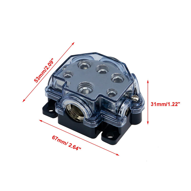 [Australia - AusPower] - S SYDIEN 1Pc 1 in 5 Ways Out Way Power Distribution Block 0/2/4 Gauge in 2/4/8 Gauge Out Car Audio Splitter Power Ground Distributor Blocks 1 in 5 out(1Pc) 