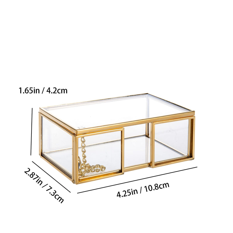 [Australia - AusPower] - Feyarl Clear Gold Glass Business Card Box with Lid Name Card Display Business Card Organizer Container Collection Cards Box Storage for Office Desktop CounterTop Meeting 