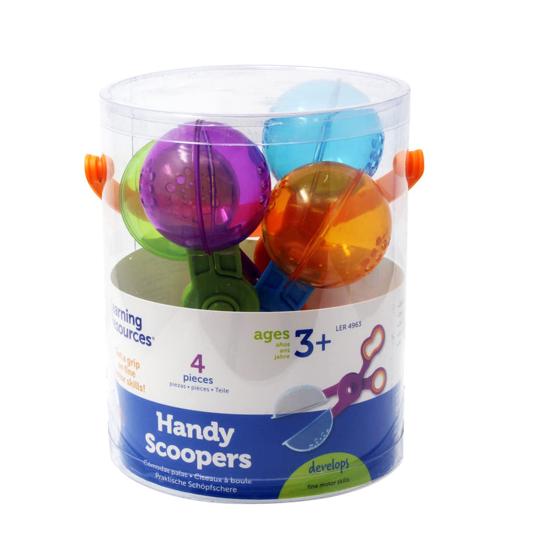 [Australia - AusPower] - Learning Resources Handy Scoopers - 4 Pieces, Ages 3+ Toddler Learning Toys, Fine Motor and Sensory Toys, Sand Box Toys for Toddlers, Kid Tweezers standart 