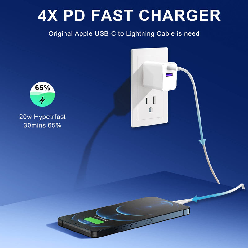 [Australia - AusPower] - Fast Charging Block, iPhone 13 Charger Block, Seedato Upgraded [Safety Certified] 20W Dual USB C Wall Power Adapter Charger Brick Cube Compatible for Apple Watch Series 7 iPhone 13 12 Pro Max iWatch 