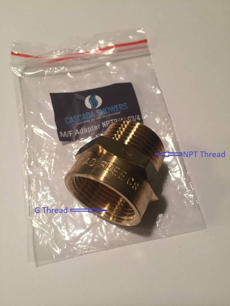 [Australia - AusPower] - G Thread (Metric BSP) Female to NPT Thread Male Pipe Fitting Adapter - Lead-Free (Two 3/4 inch) 3/4" x 3/4" (2 Pieces) 