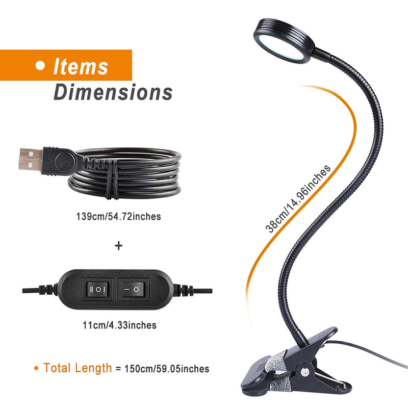 [Australia - AusPower] - LEPOWER Clip on Light / Reading Light/ Light Color Changeable/ Night Light Clip on for Desk, Bed Headboard and Computers (Black) Black 