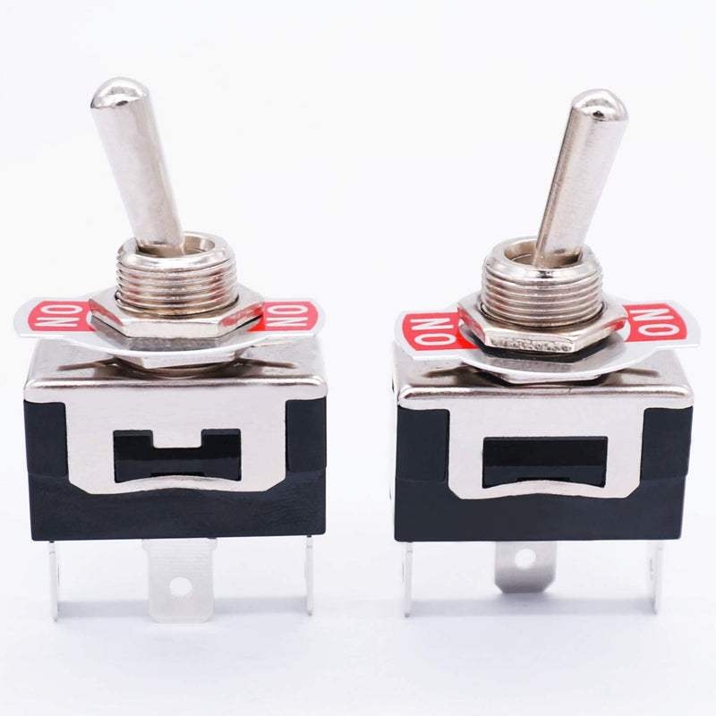 [Australia - AusPower] - TWTADE 3 Pcs Latching Rocker Toggle Switch 3 Pin 2 Position ON/ON SPDT Heavy Duty 16A 250VAC Spade Terminal Metal Boat Switch with Waterproof Boot Cap + 6.3mm Terminal Wires TEN-1121MZX-B102 