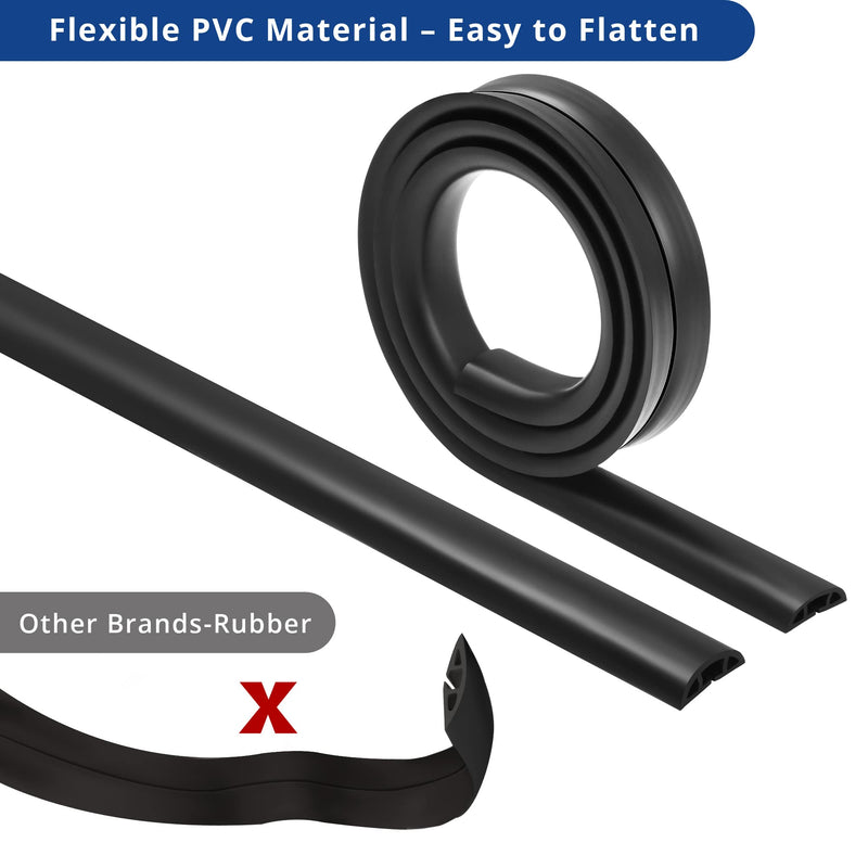 [Australia - AusPower] - Floor Cable Cover, 4ft, Black Wire Cover for Floor, Prevent Cable Trips & Protect Wires, Floor Cord Cover - Cord Cavity - 0.39" (W) x 0.24" (H) Small 