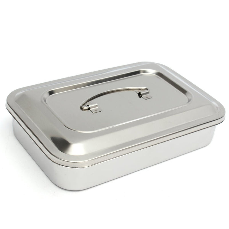 [Australia - AusPower] - Stainless Steel Instrument Tray Organizer Holder with Lid & Handle Grip 