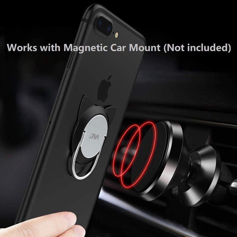 [Australia - AusPower] - Cat Phone Ring Holder for Magnetic Car Mount,Fwaytech Metal Ring Finger Grip Knob Kickstand for Smartphones,3Pack Blue/Rose Gold/Silver (Cat) Cat 