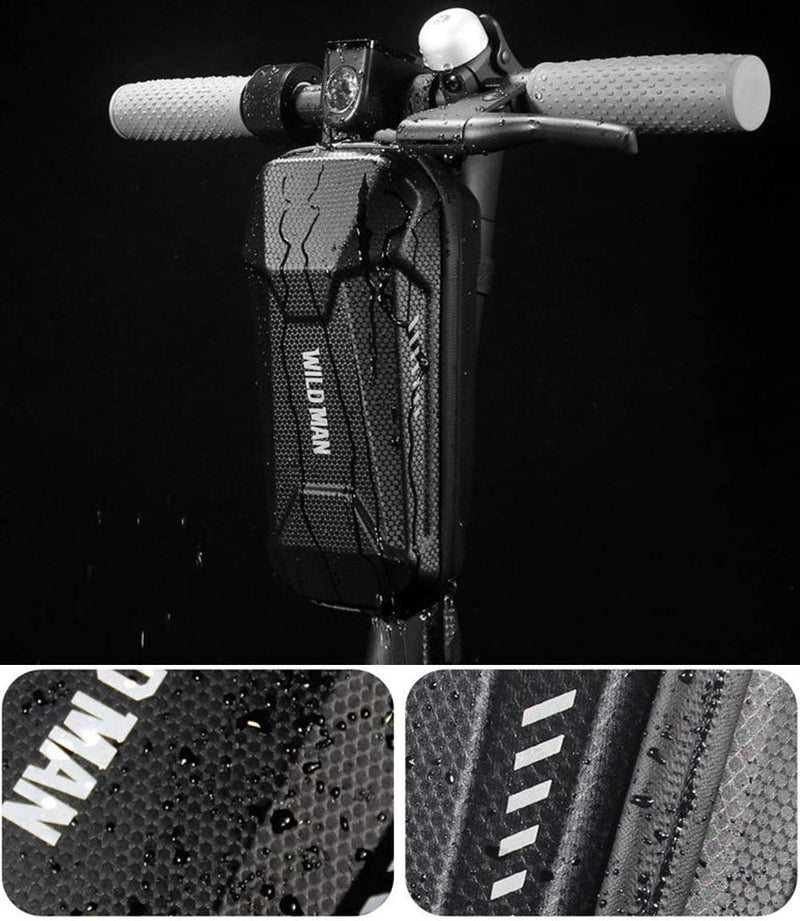 [Australia - AusPower] - WILD MAN Hard Shell Waterproof Scooter Storage Bag for Kick Scooters Folding Bike Black 2L 