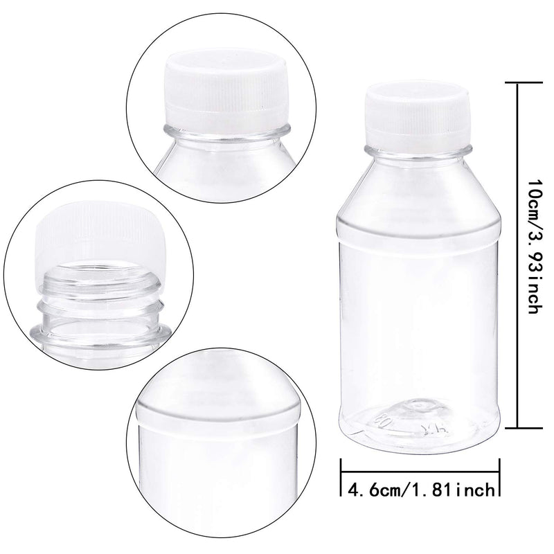 [Australia - AusPower] - Aneco 20 Pack 4 Ounce Empty Plastic Juice Bottles Reusable Drink Containers with Lids Ideal for Storing Juices, Water and Other Homemade Beverages 